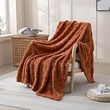 Burnt Orange Throw Blanket for Couch Sofa Bed 50x60 inches,Fleece Blankets Microfiber Flannel with Diamond Checkered Pattern Lightweight Plush Soft Cozy Gifts for Women Mom Girls