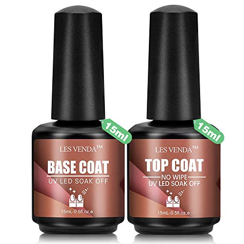 2 Pcs 15ml Mirror Top Coat and Base Coat Set,No Wipe top Coat Gel Nail Polish Sparkle and Long Lasting,Soak Off UVLED Gel