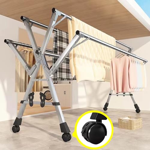 Étendoir à linge extensible en acier inoxydable - Cintre vertical - 3