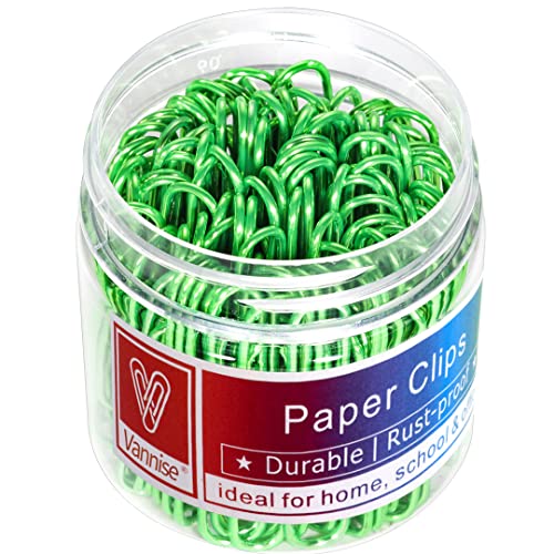 Vannise 100 clips de papel grandes recubiertos de vinilo de 2 pulgadas, color verde, resistentes al óxido para la escuela, el hogar y la oficina, metal suave y resistente, ideal para organizar