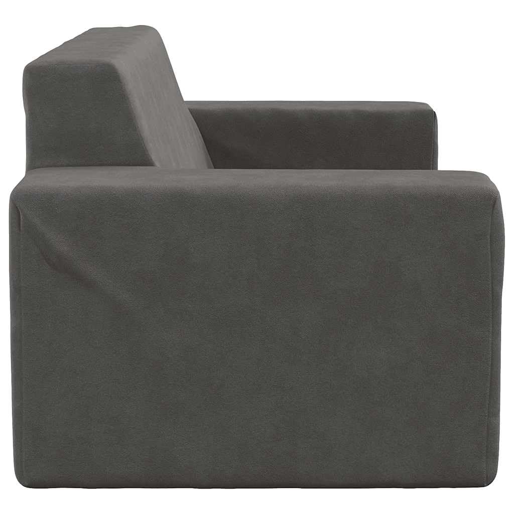 Sofa dziecięca 2-osobowa, antracytowa, miękki plusz ze zdejmowaną poszewką, do pokoju dziecięcego, nie zajmuje dużo miejsca, trwała i wygodna, idealna do mebli dla małych dzieci, łóżeczka