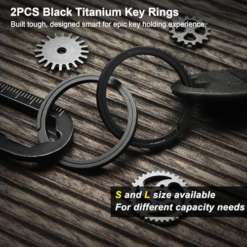 Image of Titanium Key Rings Heavy Duty Side Push Easy Split Key Chain Rings for Key Carabiner Keychain Rings