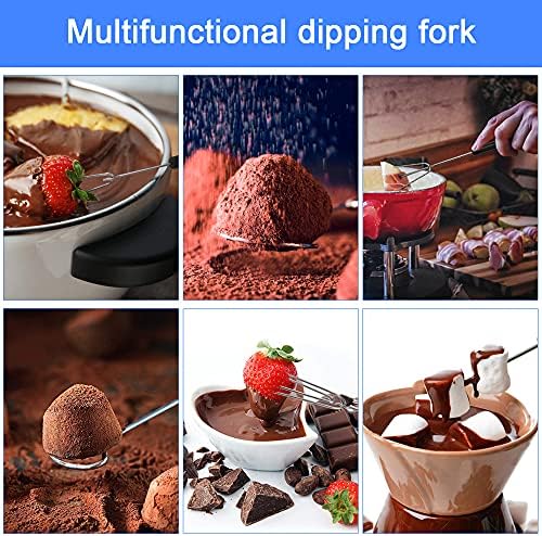 STCRERAG 10Pcs Stainless Steel Dipping Fork Set Long Handle Chocolate Dipping Set Cheese Fondue Forks Skewers Fondue Pot Forks Kitchen Tool Tableware for Handmade Chocolates Fondue Cheese