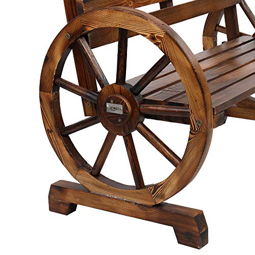 VINGLI Rustic Wooden Wheel Bench, 41