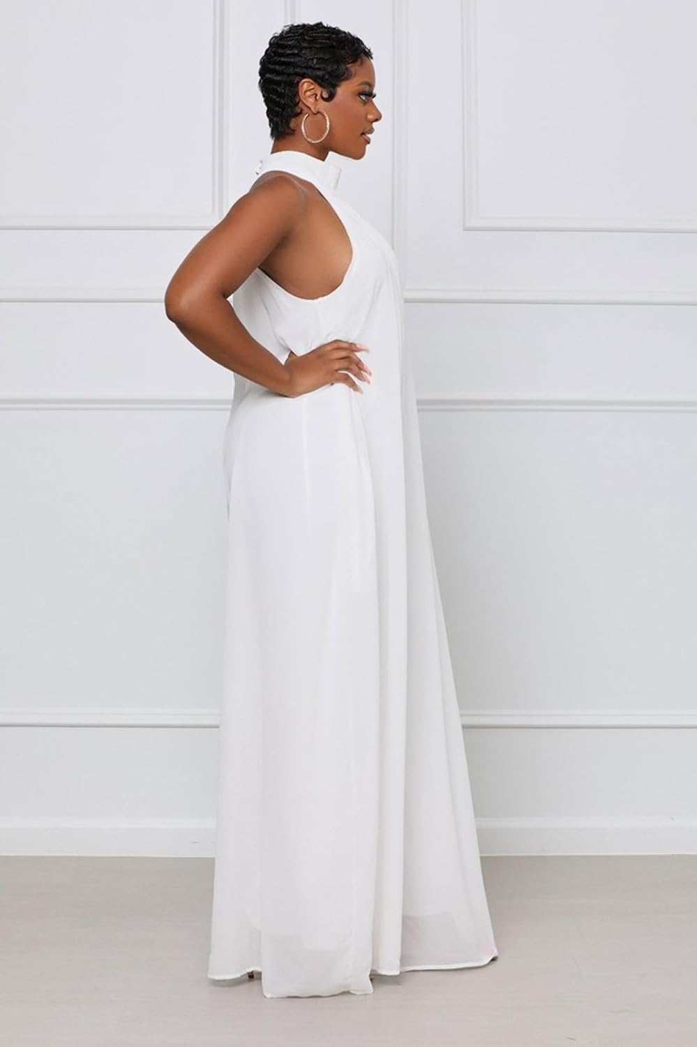 Women's European American Solid Color Linen Loose Sleeveless Stretch Jumpsuit - Image 3