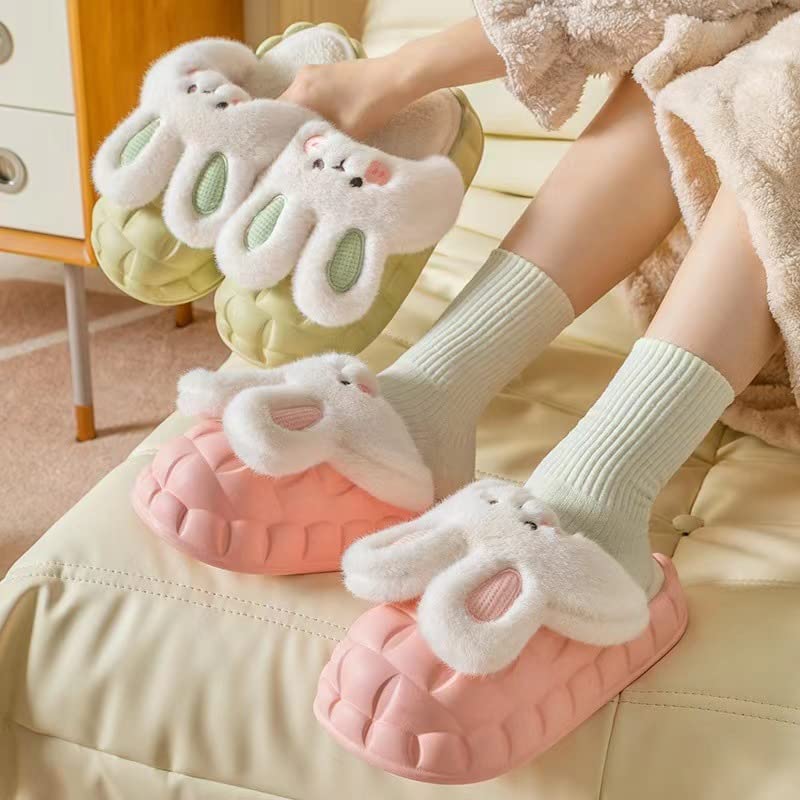 Jfxgjuv Removable and Washable Cute Rabbit Cotton Slippers Bunny Slippers Kawaii Rabbit Slippers Plush Animal House Slippers2