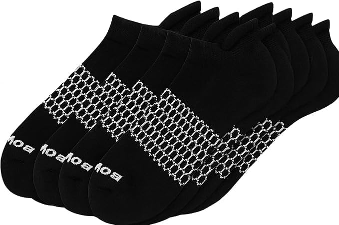 BOMBAS Solid Ankle Medium Socks, (6 Pairs) Black Ankle Medium Socks, Medium 8-10,5
