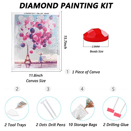 EHO 5D Diamond Painting Art Kits for Adults Kids Accessories Tools Dots Diamond, Paint by Number Diamond Dots Crafts for Teens Beginner Paint Set for Canvas Painting, Balloon