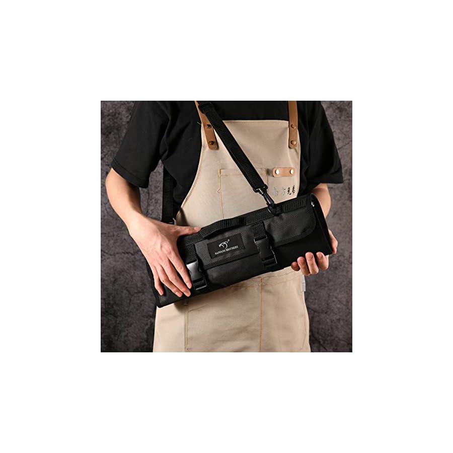 Chef-Knife-Set-8-Pieces-Damascus-Steel-Knives-with-Portable-Knife-Roll-Storage-Bag-Knife-Blade-Guards-Carving-Fork-Knife-Sharpener-and-Kitchen-Shears-for-Outdoor-Camping-BBQ-Travel NANFANG BROTHERS Chef Knife Set with Bag, 8 Pieces Damascus Steel Chef Knives with Portable Knife Roll Storage Bag, Blade Guards, Carving Fork, Sharpener and Kitchen Shears for Outdoor Camping Travel