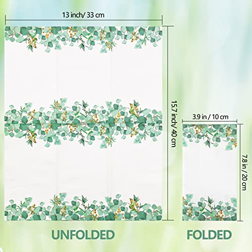 100 Pieces Eucalyptus Napkins 3 Ply Sage Green Paper Napkins Disposable Hand Towels Green Leaves Dinner Paper Decorative Guest Napkins Bathroom For Kitchen Cocktail Parties Bridal Shower #TOP2