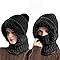 2026 New 3 in 1 Beanie Hat For Women, 3 in 1 Beanie Hat with Scarf and Mask Fall Winter Warm Knitted Ski Scarf and Mask Set (Black)
