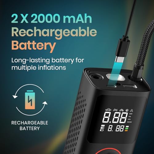 Portronics Vayu 2-in-1 Tyre Inflator (Black) - Image 4