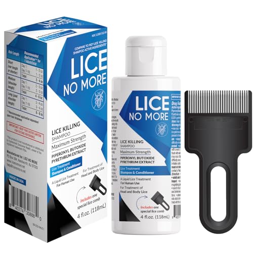 Lice No More Lice Killing Shampoo 4 FL OZ - Maximum Stregth With Special Lice Comb - Made in the USA