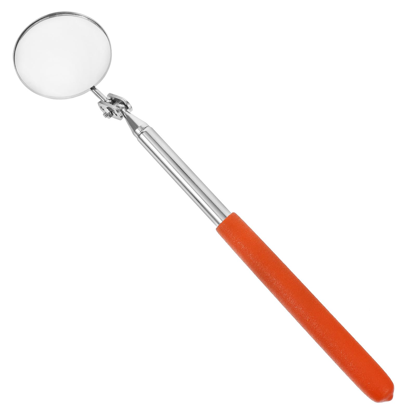 Clearlin Telescoping Auto Inspection Mirror 50mm round Swivel Vehicle Inspection Tool Portable for Underbody and Hard-to-see Areas with 2-section Extendable Orange Handle