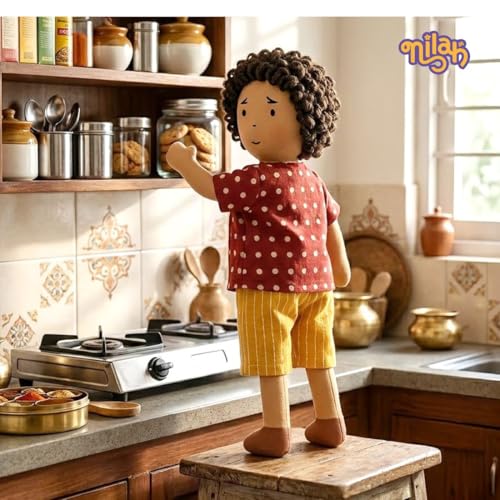Image of Nilah's Younger Brother Raagu Soft Doll for Girls - Fabric Doll with Everyday Play Dress | Safe Cloth Doll for Kids