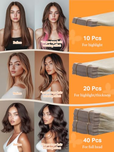 Image of DOORES Tape in Blonde Hair Extensions Human Hair for Fine Thin, Add Volume