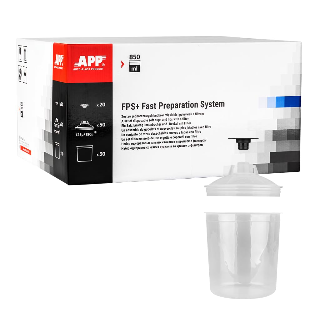 APP FPS+ Fast Preparation System - Zestaw jednorazowych kubków miękkich i pokrywek z filtrem | 850 ml | 190 mikronów | op (50szt)