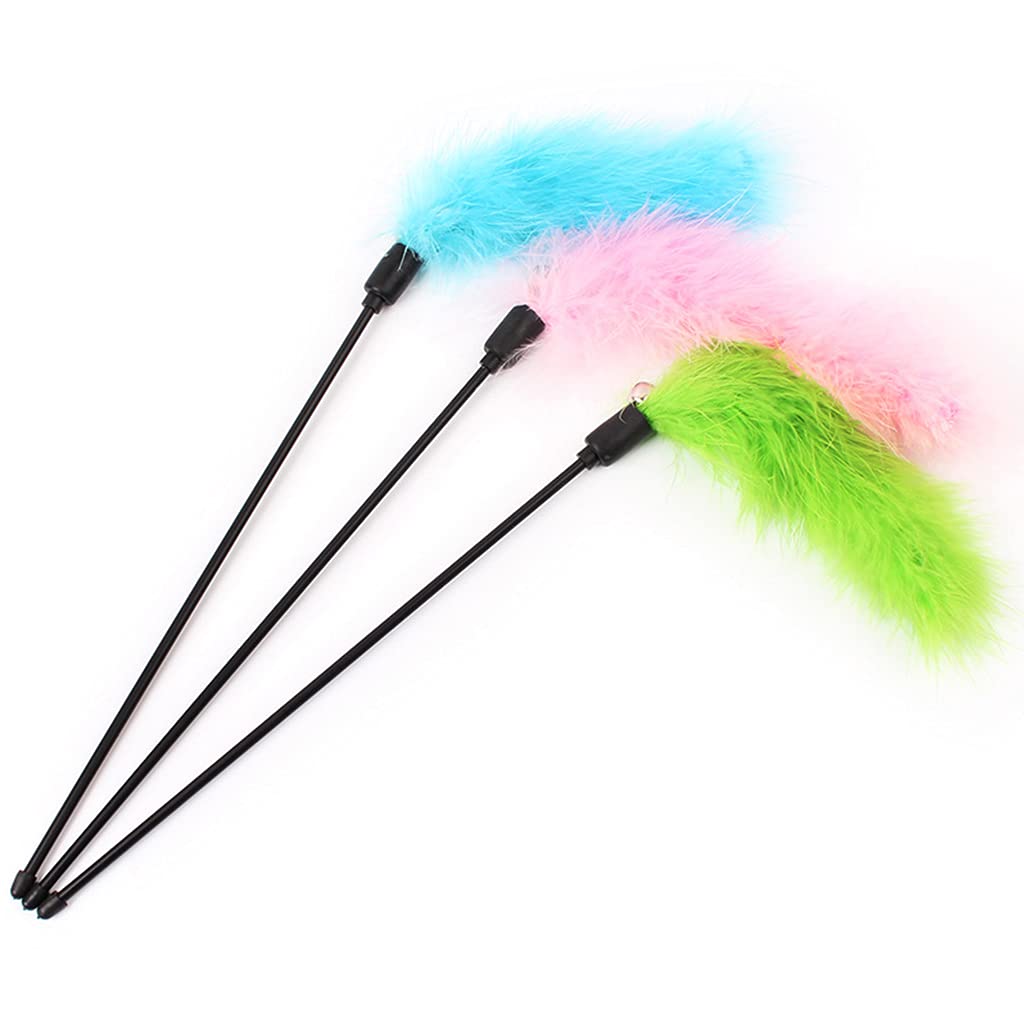 X-Institute Cat Teaser Wand Pet Feather Stick Indoor Cat Exerciser Kitty Plaything