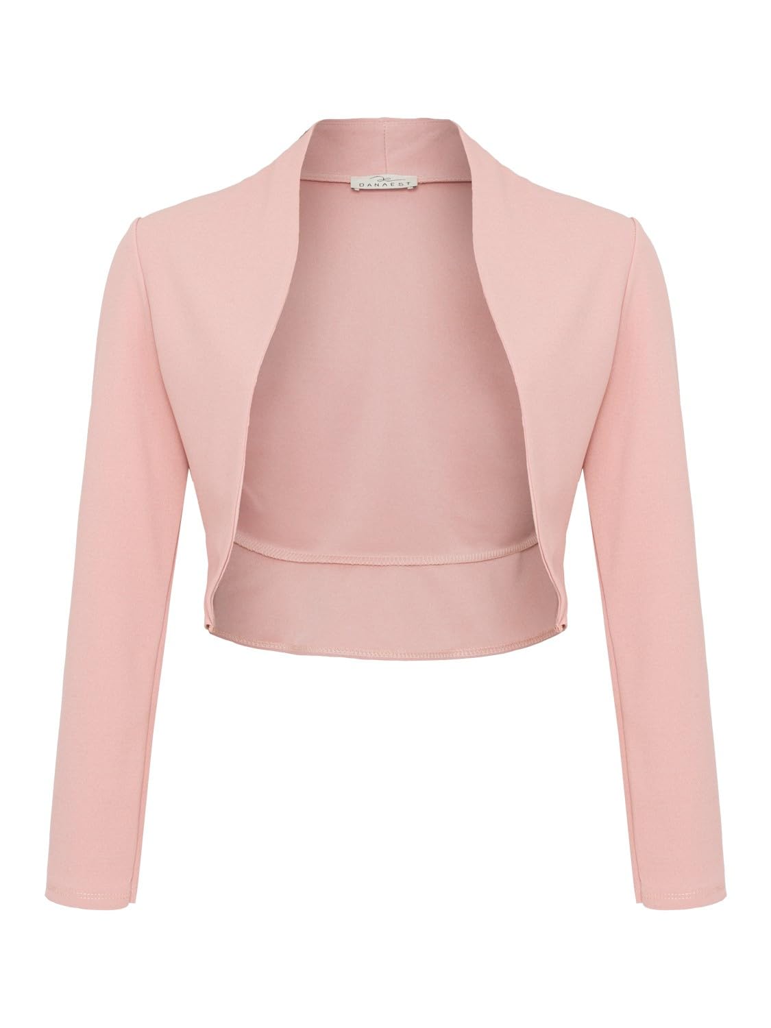 DANAEST Damen Langarm Bolero Festlich Strickjacke Schulterjacke Kurz Top (700), Grösse:L, Farbe:Altrosa