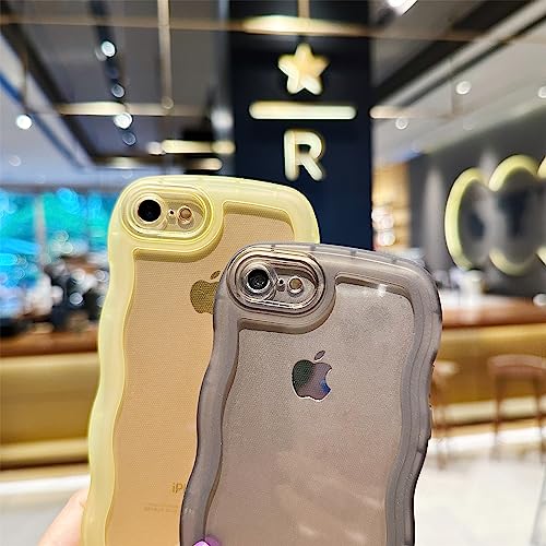 Image of Compatible with iPhone SE /7 /8 Case 4.7 inch, Cute Kawaii Curly Wave Frame Shape Soft Silicone Shockproof Protective Phone Cover for Women Girls, Clear /Blue