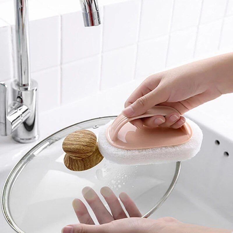 OMAZING KITCHEN Bathroom Cleaning Brush with Handle | Kitchen Cleaning Scrubber | Floor Scrubbing Brush with Bristles | Tile | Multifunctional Household Cleaning Supplies (Pack of 2 PCs,Multicolor) 2