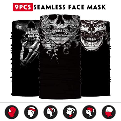Venswell Neck Gaiter Mask For Men Women, Seamless Bandana Rave Face Cover Mask, Magic Face Scarf, Balaclava,Headband, Head Wrap-Motorcycle Cycling Festival Outdoors (B-Mix Skull) #TOP4