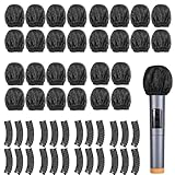 Mirhua マイクカバー 不織布 使い捨て 100個入り/50ペア りマイクカバー抗菌マイクロフォン カバー ボール形状 雑音防止 飛沫防止 防塵 防風 講演 カラオケ用 (ブラック)