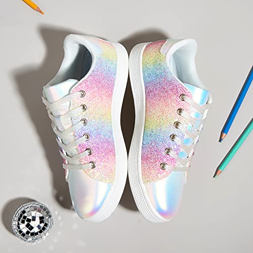 Image of LUCKY STEP Glitter Shoes Sparkly Bling Shiny Bedazzled Lace up Fashion Sneakers for Women
