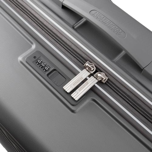 Image of American Tourister Travix | Check-in Trolley Bag (67 cm) | 360 8 Wheel Travel Luggage | Hard Case Polycarbonate Suitcase | Recessed Combination Lock | Grey