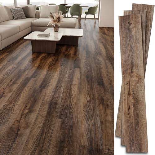 INMOZATA Peel and Stick Floor Tile Espresso Walnut