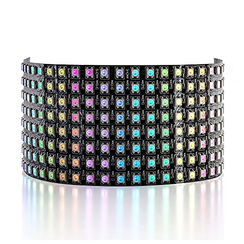 Image of SEZO LED Matrix WS2812B RGB 5050SMD 8x32 256 Pixels Digital Flexible Individually Addressable LED Panel Screen for Arduino LED Programmed Screen Image Full Color Lighting DC5V
