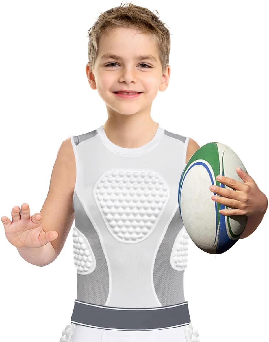 Cabasse Youth Padded Protective Shirt, Chest Rib Protector Heart Guard Sternum Shirt for Football Paintball Baseball