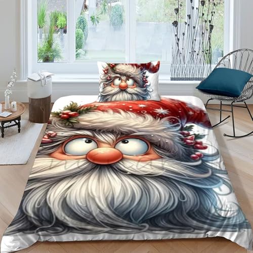 Housse de couette Single Père Noël en microfibre 135x200 cm