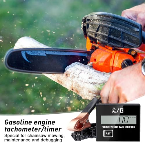 Mizikuu Induktiver Digitaler Drehzahlmesser mit Betriebsstundenzähler für Motorrad, Schneefräse, Motocross, Rasenmäher, Generator, Kettensäge