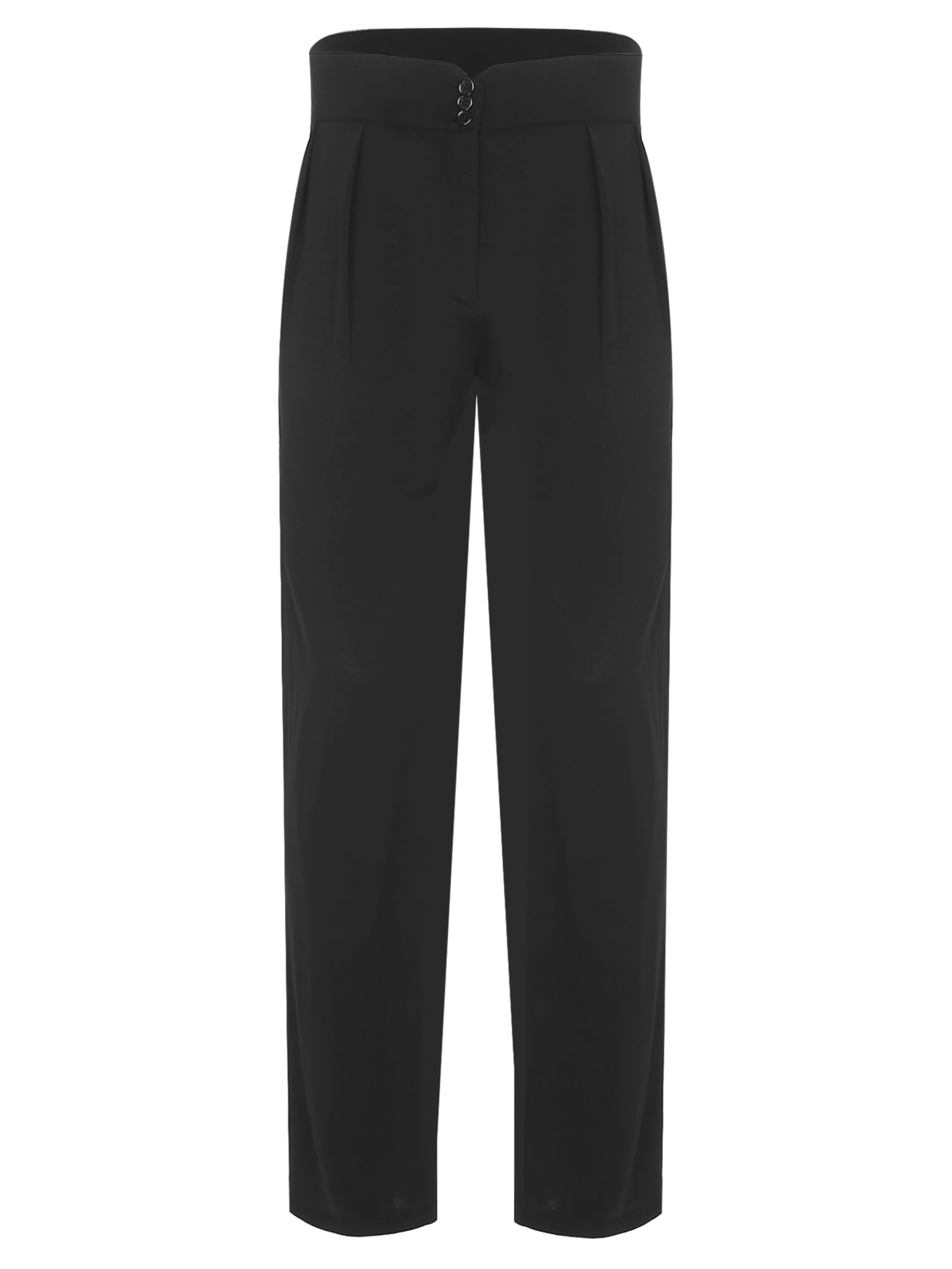 Uomo Pantaloni Latini Lunghi Pantaloni da Ballo Vita Alta Nero Abbigliamento da Ballo Standard Salsa Rumba Costume da Ballo