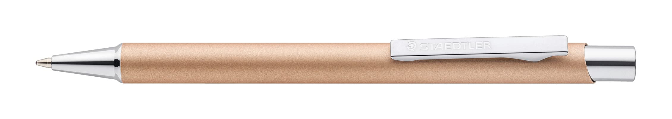 Staedtler - Penna a Sfera Elegante con Fusto in Metallo Beige, Set di Penne Blu con Mina Sostituibile, Ideale come Rifornimento per Cancelleria Scuola Università e Ufficio, Materiale Scolastico, 10 Pz