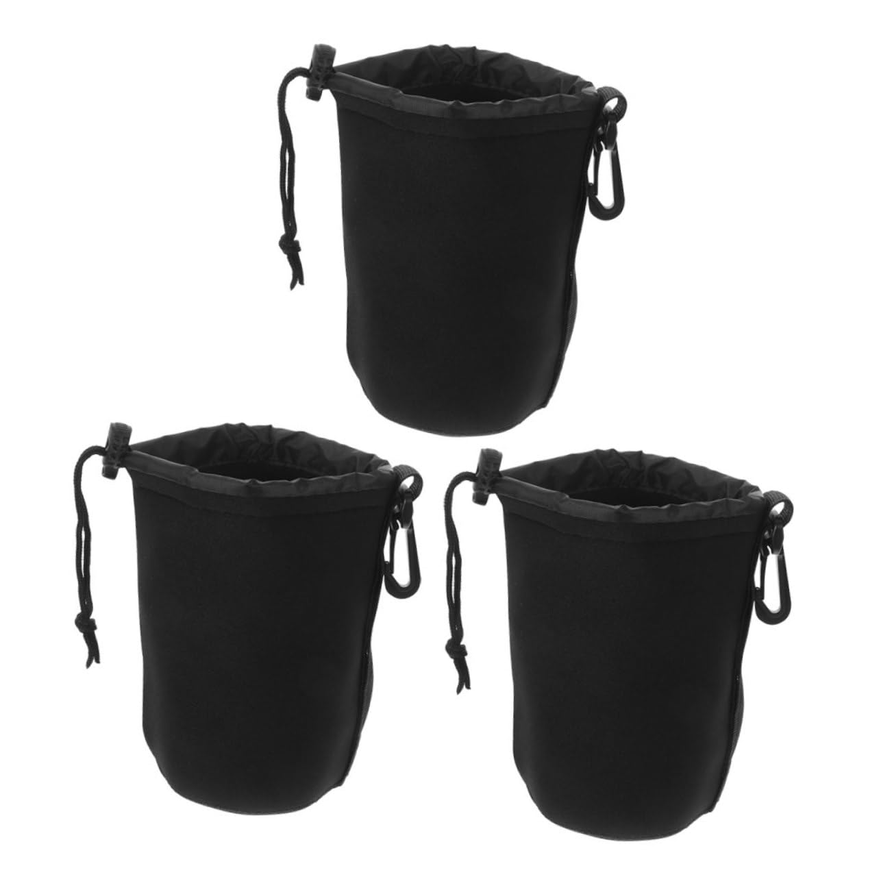 jojofuny Bolsa de Neopreno para Guardar Lentes de Cámara (4 Juegos Cierre con Cordón Y a Prueba de Golpes) para Viajes al Aire (3 Unidades)