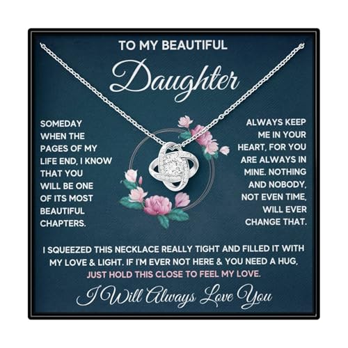 Daughter Gift From Mom Mother Daughter Necklace Birthday Graduation Christmas Jewelry Gifts For My Beautiful Daugther Adult with Message Card and Box