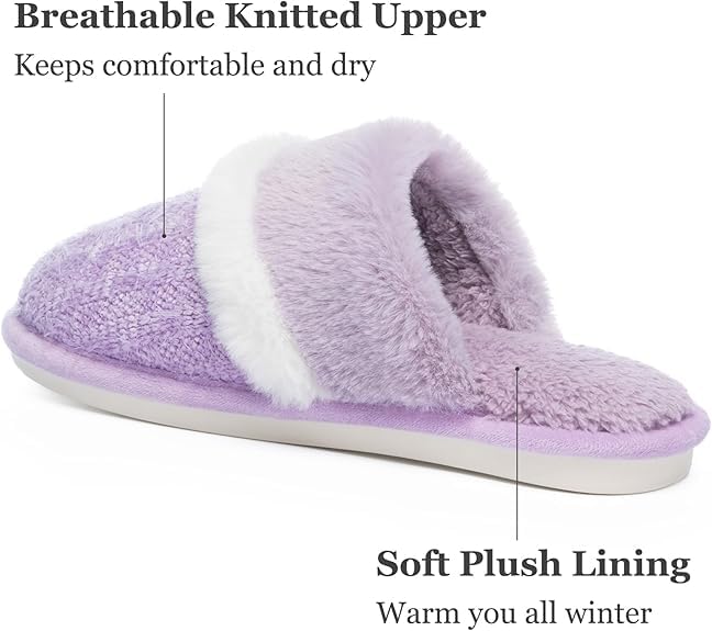 ROXIE Womens Cozy Memory Foam Slippers Soft Warm Slip On Faux Fur Indoor Slippers for Women4