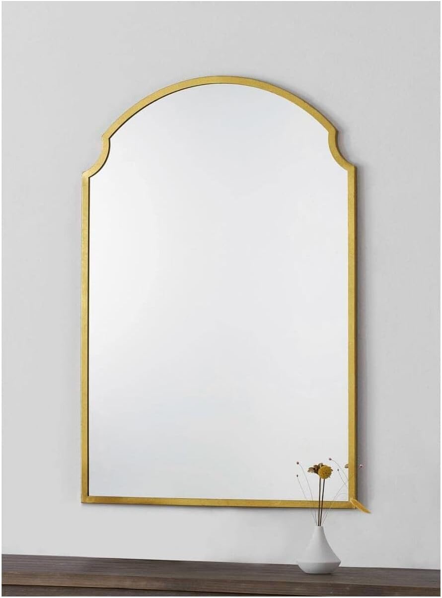 Gold Leaf Accent Mirror - 36x24 Inch Decorative Wall Mirror for Home Decor