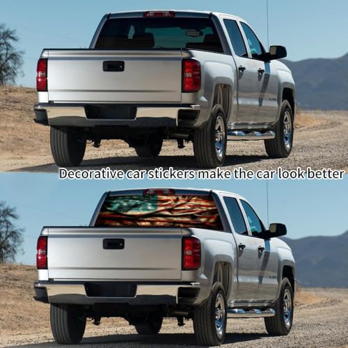 Image of Rear Window Decals for Trucks - 65x17.3 in Back Window American Flag Decals Fit Most Pickup Trucks SUV, Patriotic Car America Decals for Personalized - American Flag -33-S