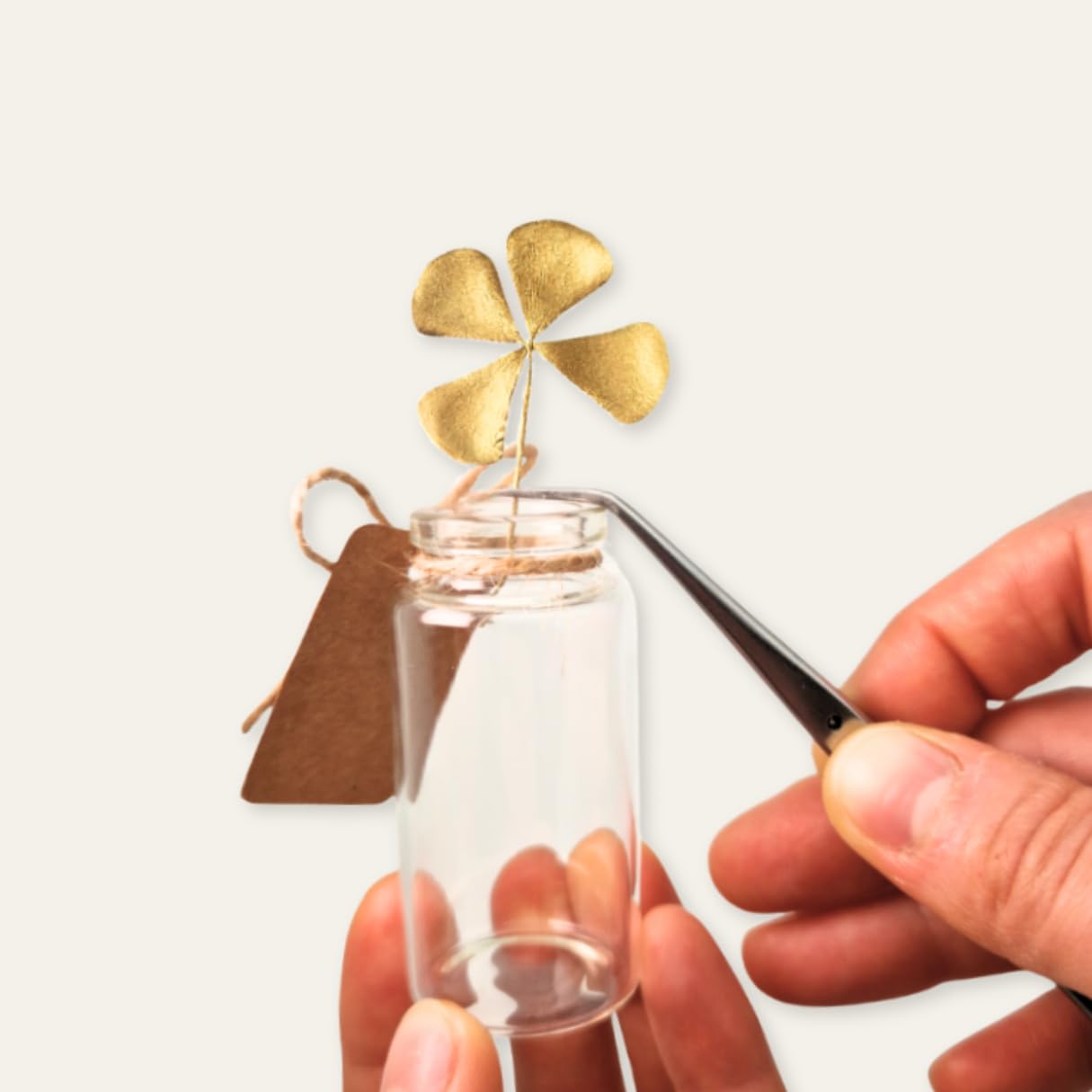 Portafortuna | Vero quadrifoglio in bottiglia di vetro con tappo di sughero | Piccolo regalo per la felicità | Regali di ringraziamento | Regalo di ringraziamento | portafortuna Capodanno