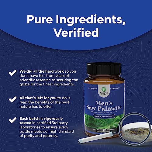 Natures Craft Saw Palmetto For Men With Beta Sitosterol - Saw Palmetto Extract Prostate Health Supplement For Men For Bladder Control And Prostate Support - Thickening Hair Supplement For Men #TOP5