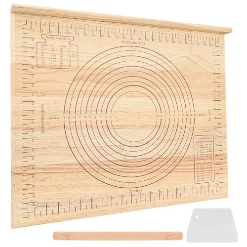 La mejor comparación de Tablas de amasar los mejores 10. 45 Tabla de repostería de madera con medidas, extragrande de 24 x 20 pulgadas, incluye tabla de amasar, rodillo, cortador de masa, juego de tablas de masa multifuncionales para...