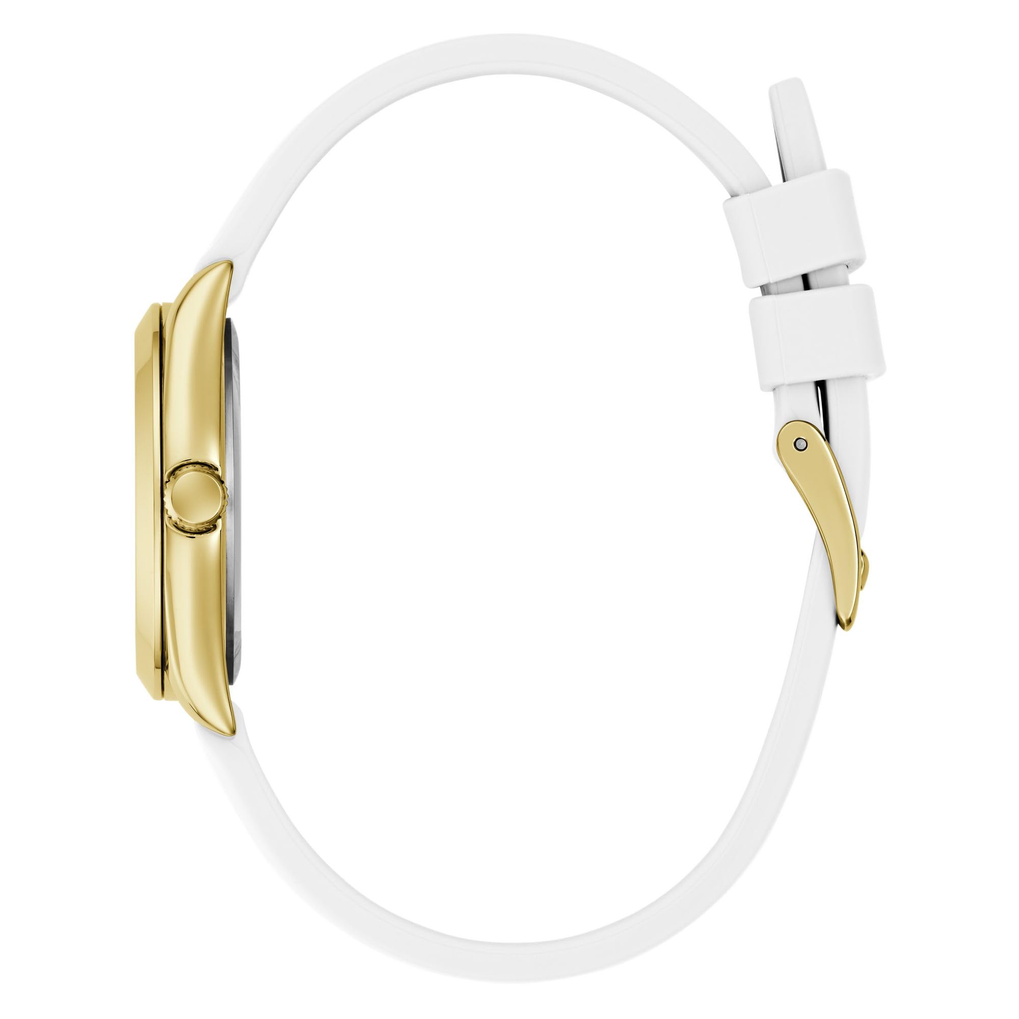 Guess Reloj de Pulsera Alice GW1033L2 para Mujer, 32 mm, Acero Inoxidable PVD, Esfera Blanca, Cuarzo, Cristal Mineral, 3 ATM, Correa de Silicona