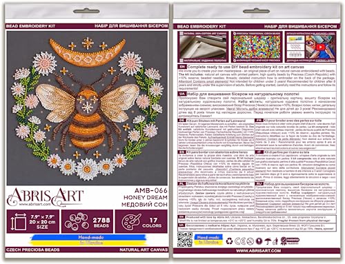 Abris Art Kit Per Ricamo Con Perline, Motivo Miele Sognato, Kit Fai Da Te Per Principianti. Kit Di Perline Fatto A Mano Dall'ucraina. Elegante Set Di Cucito, Motivo A Punto Di Ago, Decorazione Da - 2