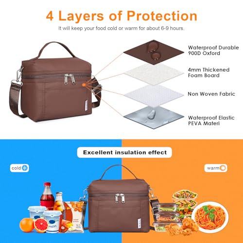 Image of NOL Natural Organic Lifestyle Small Insulated Lunch Bags for Women Cooler Bag Lightweight Nylon Waterproof Lunch Box for Work（Small，coffee）