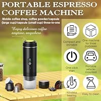 BIZOI Tragbare Espressomaschine, 3-in-1 Akku Kaffeemaschine, Mini Kaffeemaschine für Unterwegs mit USB & Display, Kompatibel mit Kapseln Gemahlenem Kaffee für Auto, Camping, Reisen & Büro – Ansicht 2