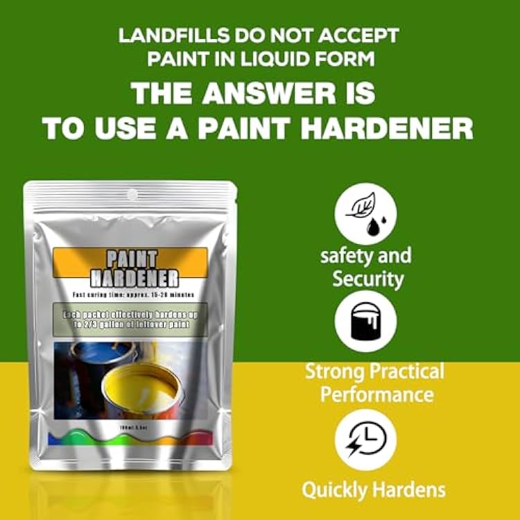 12 Pack Paint Hardener for Disposal - Fast Acting Solidifier for Disposal - Paint Drying Powder for Acrylic & Latex Paint with 12 Pcs 14 Inch Wooden Stir Sticks