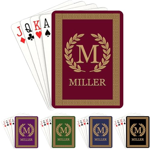 acusorigin Custom Playing Cards Personalized Monogram Playing Cards with Initial & Last Name Poker Cards Customized Deck of Cards Themed Party Favors Wedding Gifts for Guests Friends Family